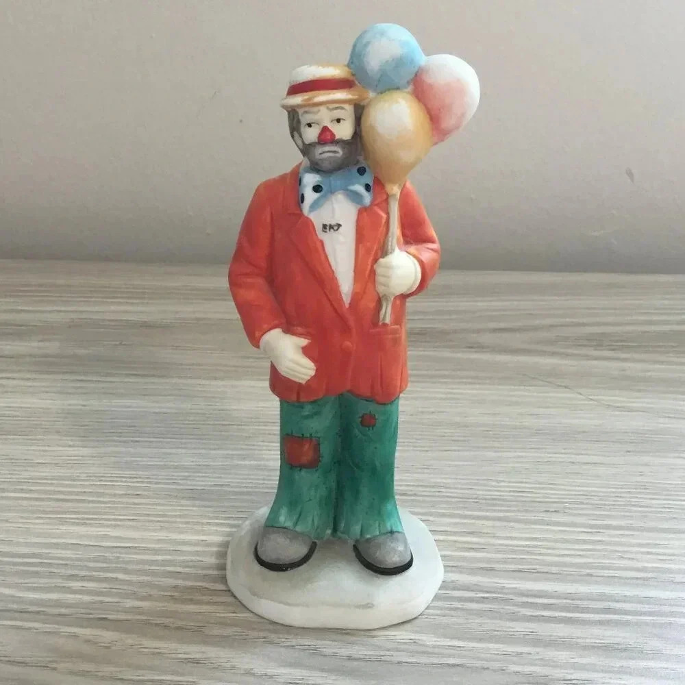 Flambro Emmett Kelly Figurine 6" X 2.5" Ceramic Polka Dot Bow  Tie